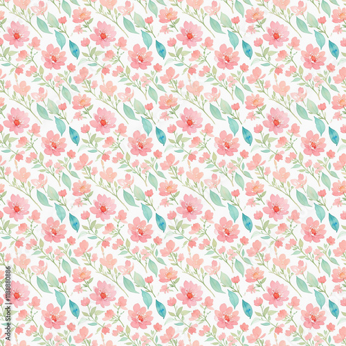 Watercolor Floral Seamless Pattern, Floral Background, Digital Paper
