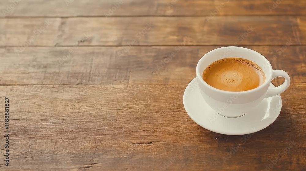 Aromatic Espresso on Rustic Wooden Table Aromatic Espresso on Rustic Wooden Table