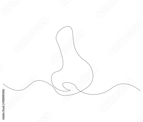 One continuous line drawing of nose . Single line of nose vector illustration