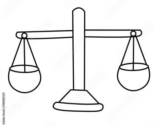 Cute cartoon hand drawn vector Balance scale coloring page.
