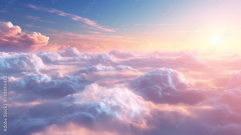 3D cloudscape with a dreamy and soft lighting effect. 3D cloudscape with a dreamy and soft lighting effect.