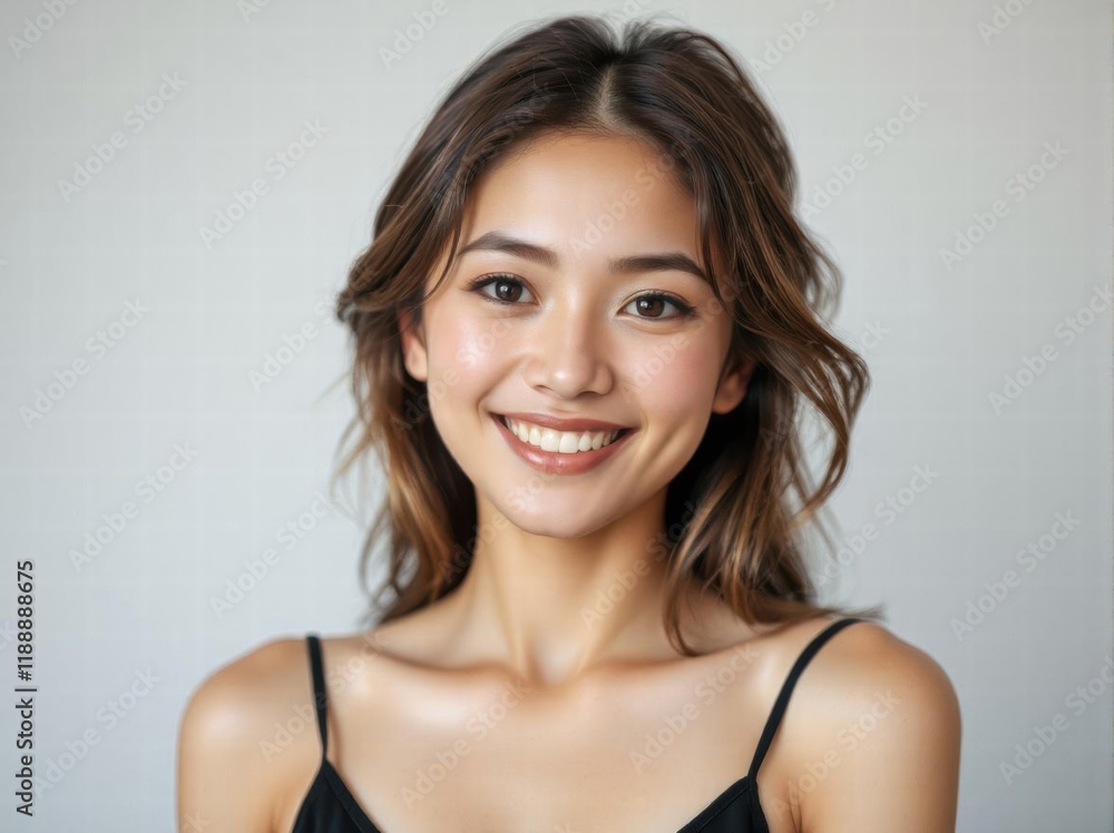Close up portrait of a handsome attractive and cheerful young asian beautiful woman. Confidence, happy face and smiling female. Portrait of a joyful gorgeous person looking at the camera. Headshot. Close up portrait of a handsome attractive and cheerful young asian beautiful woman. Confidence, happy face and smiling female. Portrait of a joyful gorgeous person looking at the camera. Headshot.