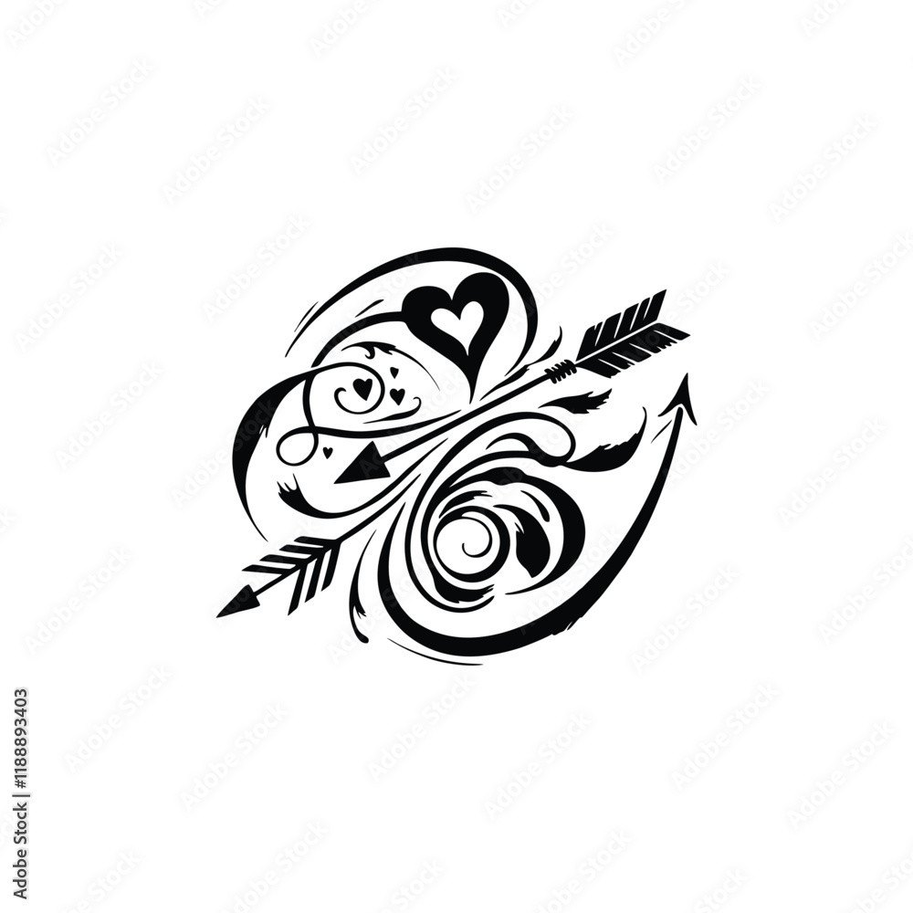 Abstract love arrow vector in tattoo style Abstract love arrow vector in tattoo style