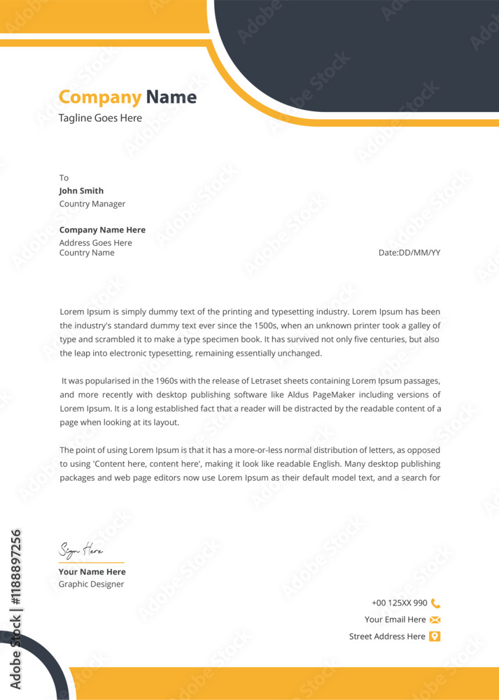 Fototapeta premium Corporate modern letterhead template design vector illustration