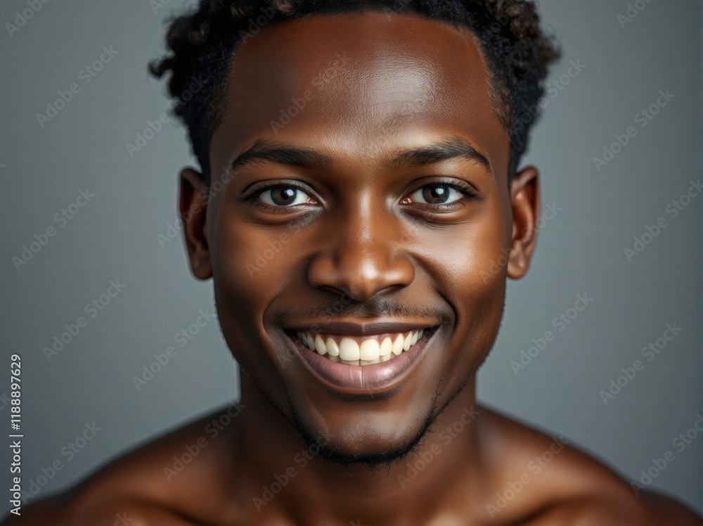 Headshot Closeup portrait of a handsome and cheerful young black skin beautiful african man. Confidence, happy face and smiling male. Portrait of a joyful person looking at the camera. Headshot Closeup portrait of a handsome and cheerful young black skin beautiful african man. Confidence, happy face and smiling male. Portrait of a joyful person looking at the camera.