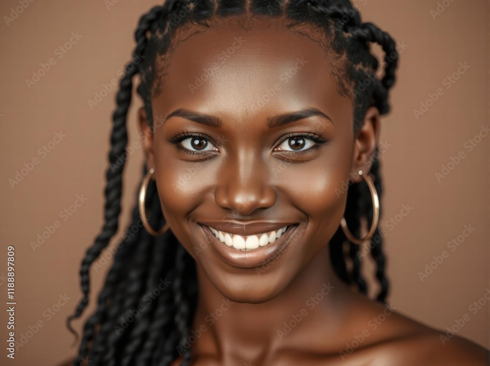 Close up portrait of a handsome and cheerful young black skin beautiful woman with curly hair. Confidence, happy face and smiling female. Portrait of a joyful person looking at the camera. Headshot Close up portrait of a handsome and cheerful young black skin beautiful woman with curly hair. Confidence, happy face and smiling female. Portrait of a joyful person looking at the camera. Headshot