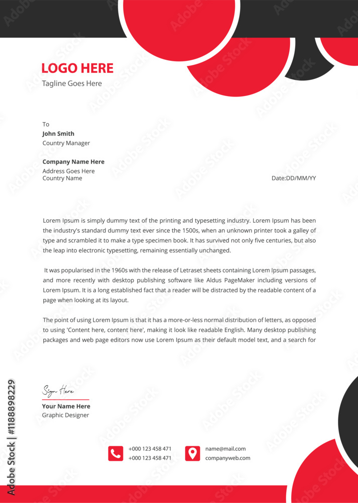 Fototapeta premium Corporate modern letterhead template design vector illustration