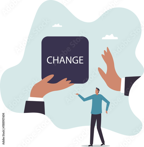 Status quo bias, fear or refuse to change, comfort zone or conservative thinking, afraid of changing risk or resist to make decision.business concept.flat character.