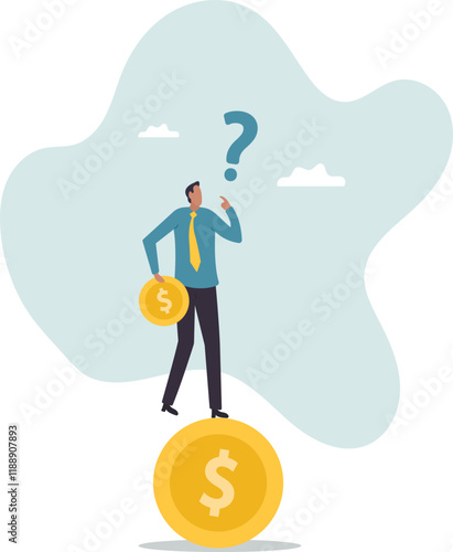 Money question, where to invest, pay off debt or invest to earn profit, financial choice or alternative to make decision.business concept.flat character.