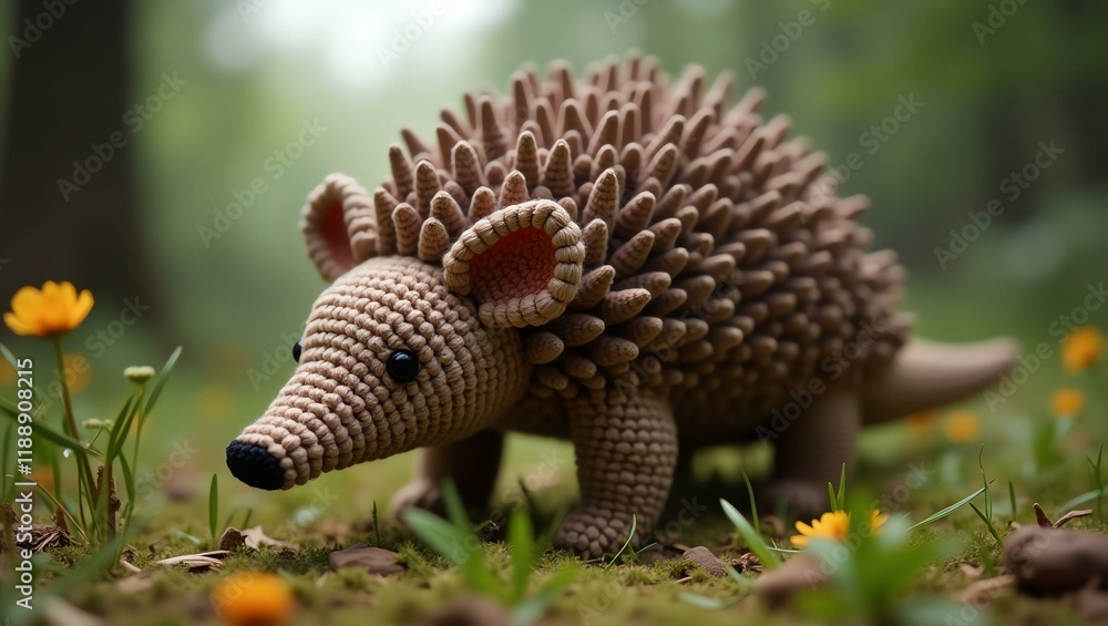 Obraz premium realistic highly detailed crochet of a armadillo with a nature background