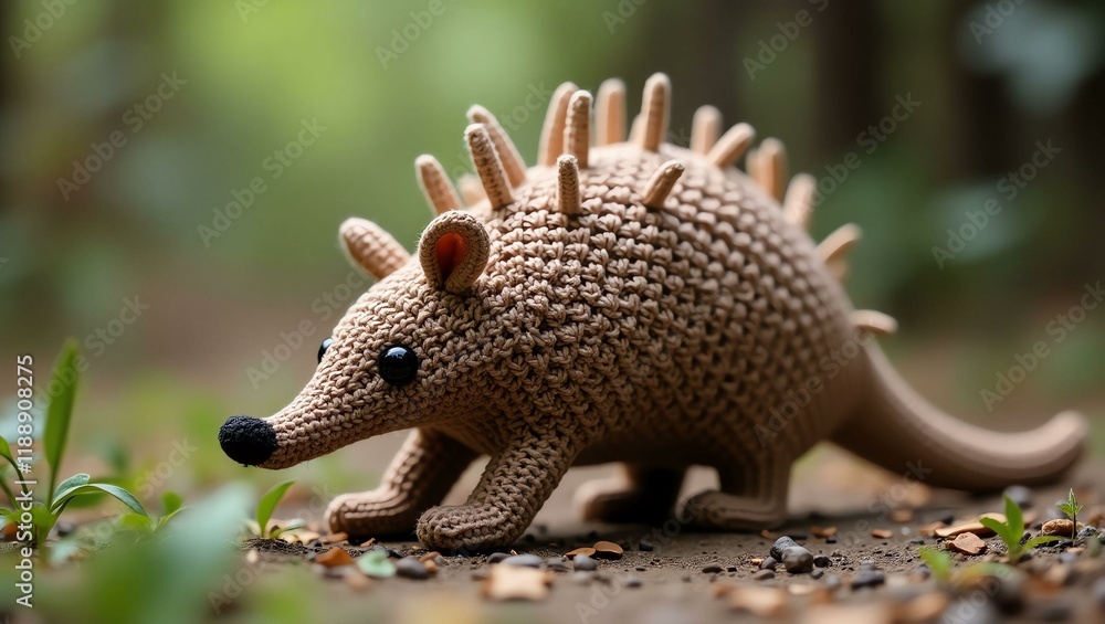Obraz premium realistic highly detailed crochet of a armadillo with a nature background