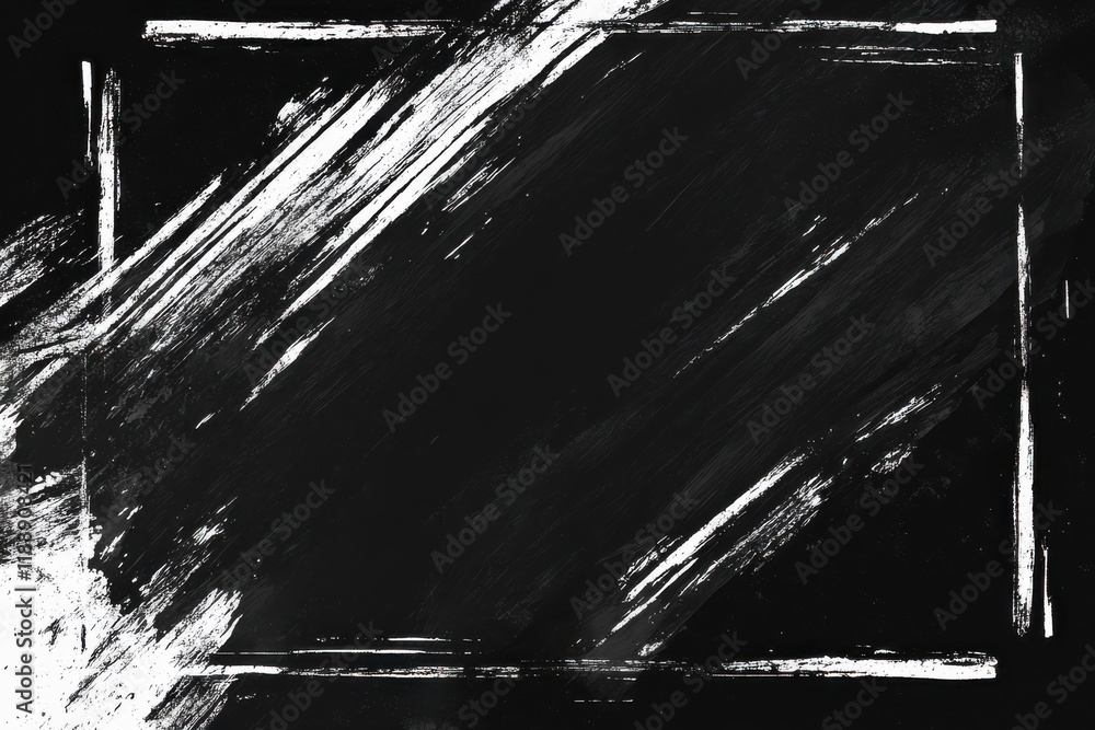 Fototapeta premium Artistic grunge textures for creative projects. Dark ink brush strokes featuring stylish borders for modern designs and unique backgrounds. Perfect for print and digital use