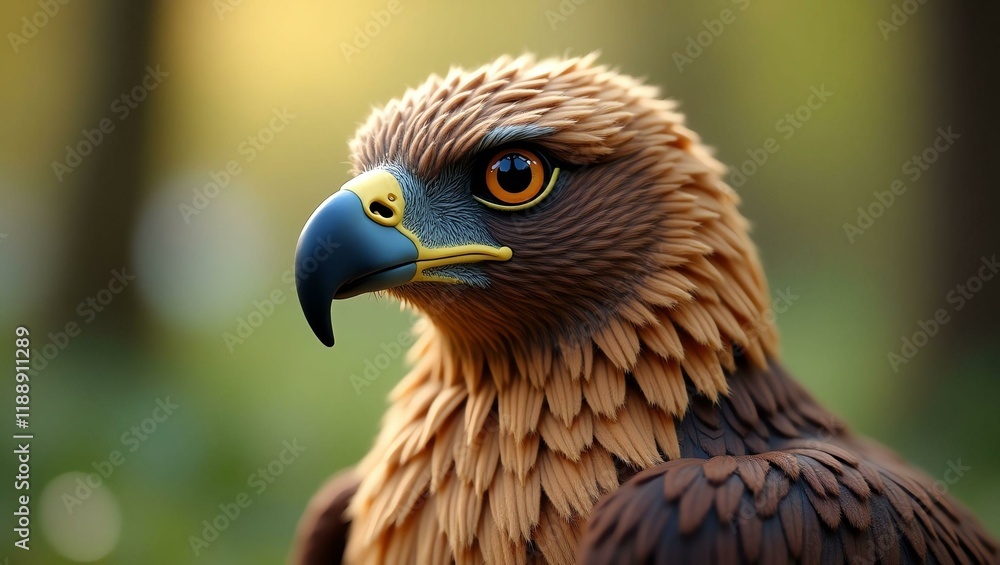 realistic highly detailed crochet of a hawk with a nature background