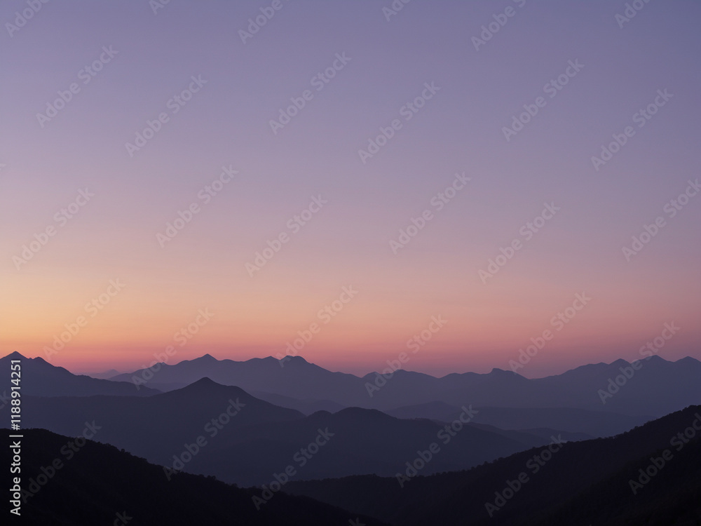 a serene and minimalistic sunset over a silhouette of distant mountains. a serene and minimalistic sunset over a silhouette of distant mountains.