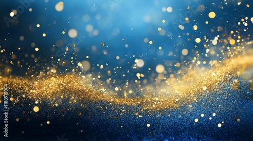 This stunning abstract background features a rich blue texture with luxurious gold splashes, perfect for elegant designs and impressive presentations that captivate and create lasting impressions