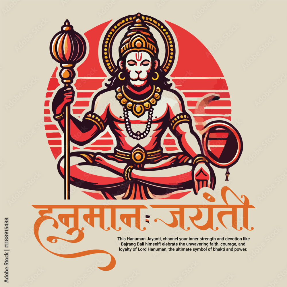 Fototapeta premium Indian Spiritual God Hanuman Jayanti Bajrang Bali Celebration Social Media Post Template