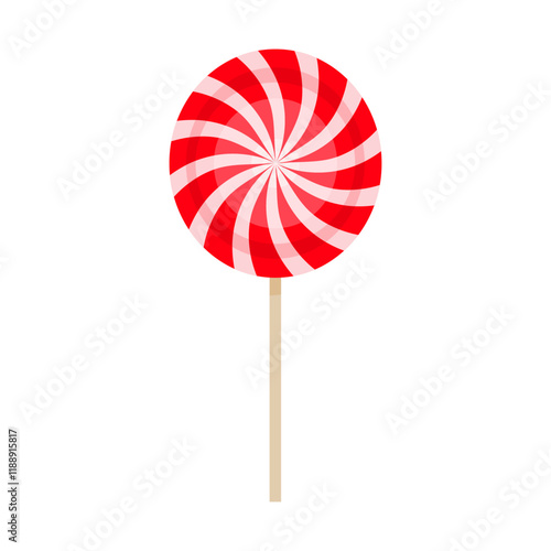 red swirl lollipop isolated on white