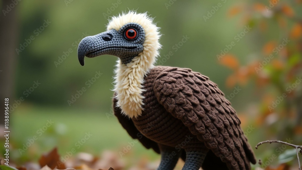 Fototapeta premium realistic highly detailed crochet of a vulture with a nature background