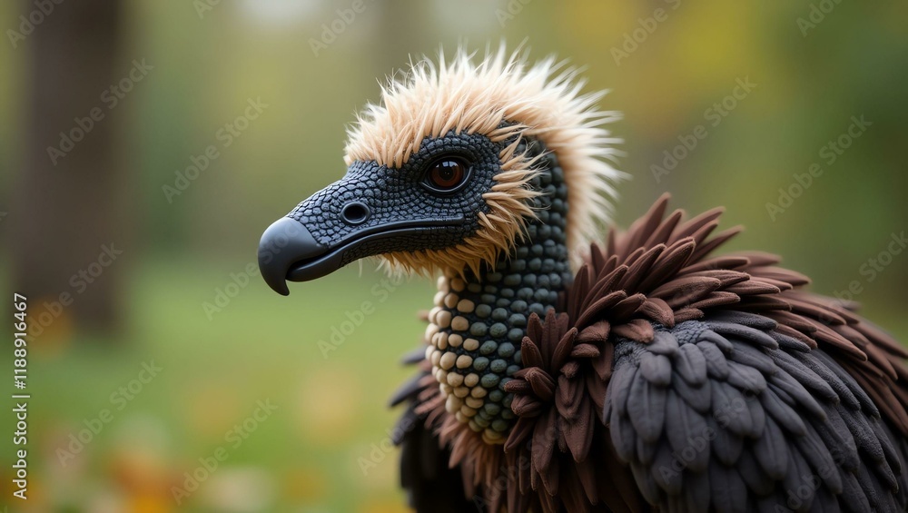 realistic highly detailed crochet of a vulture with a nature background