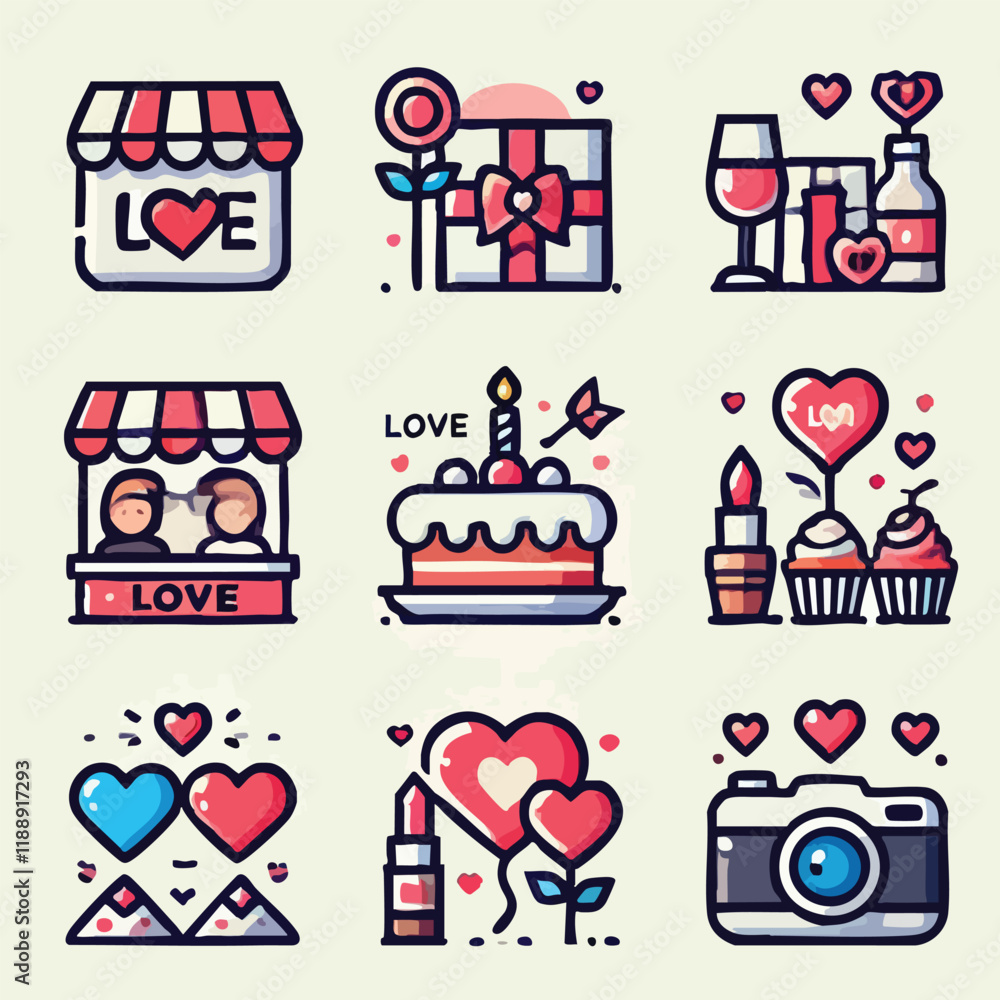 Naklejka premium Valentine icon set