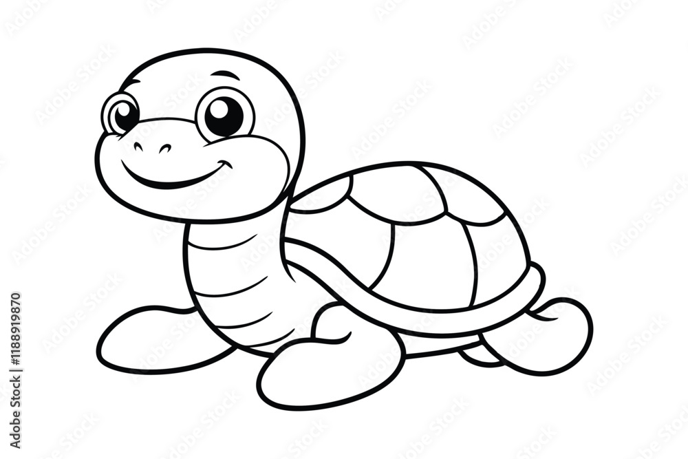 Line art design of a lovable cartoon baby turtle with a rounded shell.eps Line art design of a lovable cartoon baby turtle with a rounded shell.eps
