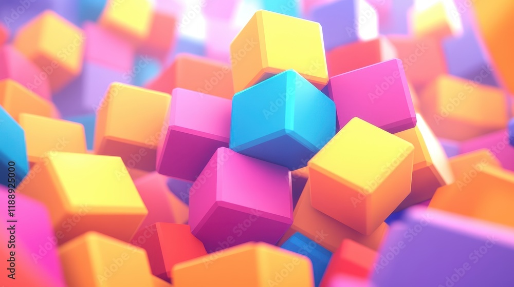 Obraz premium Vibrant 3D Colorful Cubes Abstract Background