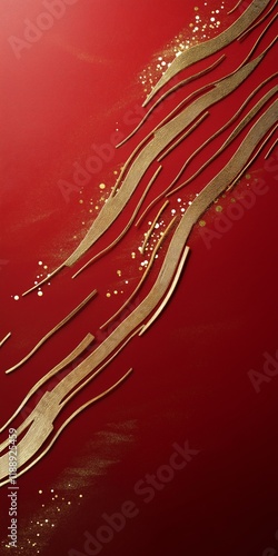 Elegant Red and Gold Lunar New Year Envelope Design with Textured Accents. photo