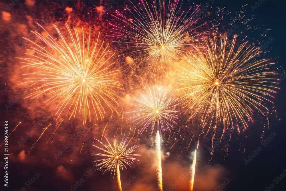Festive Fireworks Display Illuminating The Night Sky Festive Fireworks Display Illuminating The Night Sky