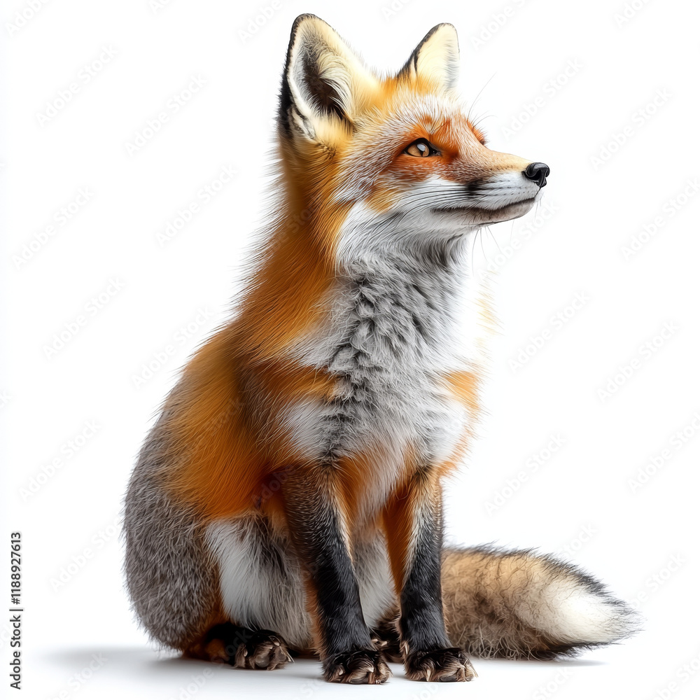 Red Fox Sitting, Alert and Attentive. Red Fox Sitting, Alert and Attentive.