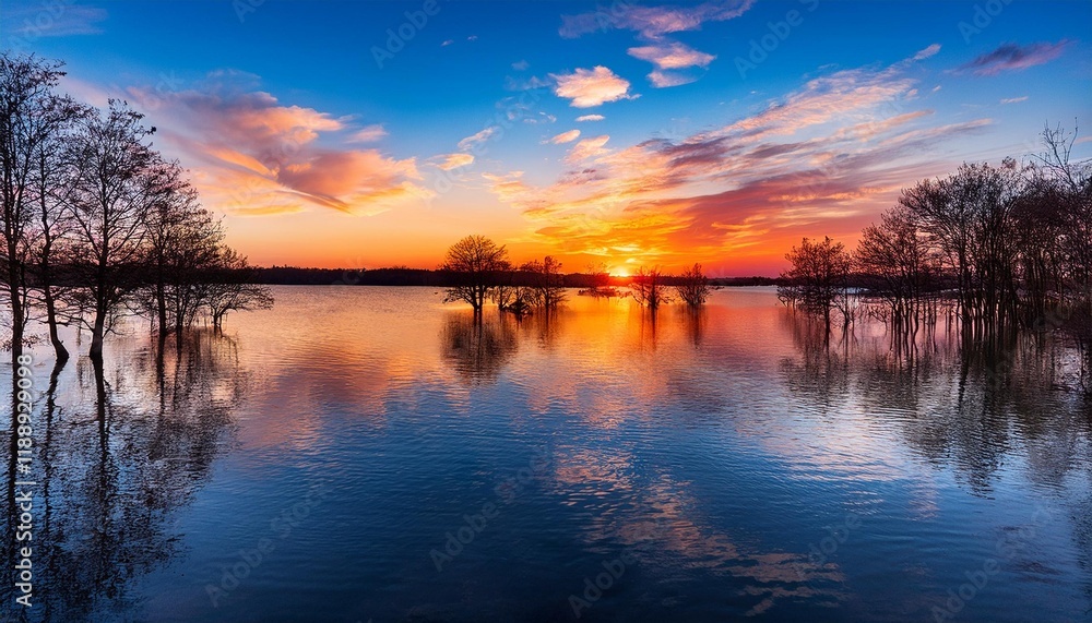 Obraz premium sunset over the river