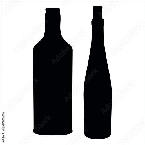 Wine Bottle and Glass Silhouette vector illustration photo