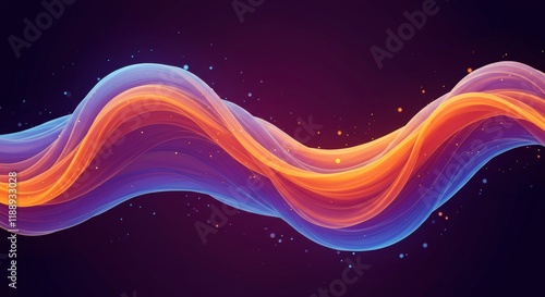 Fluid Energy Flow: Abstract digital art depicting a vibrant, flowing wave of orange and blue hues, creating a dynamic and energetic visual.  The design is perfect for themes related to technology.