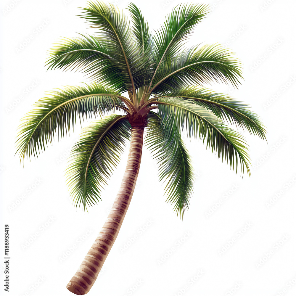 Obraz premium Palm Tree Icon with Realistic Fronds Standing Tall on White logo black plant 