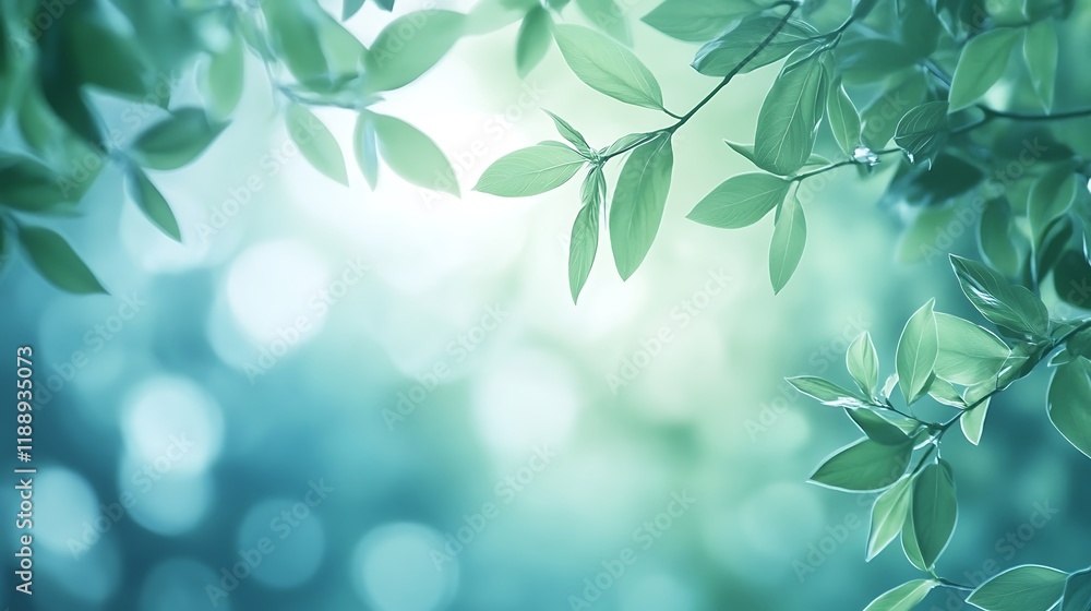 Serene Green Leaves Against A Soft Blurred Background Serene Green Leaves Against A Soft Blurred Background