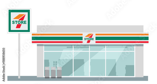 Icon mini convenience store art modern element map road sign symbol logo famous identity city style shop urban 3d flat building street isolated white background design vector template illustration