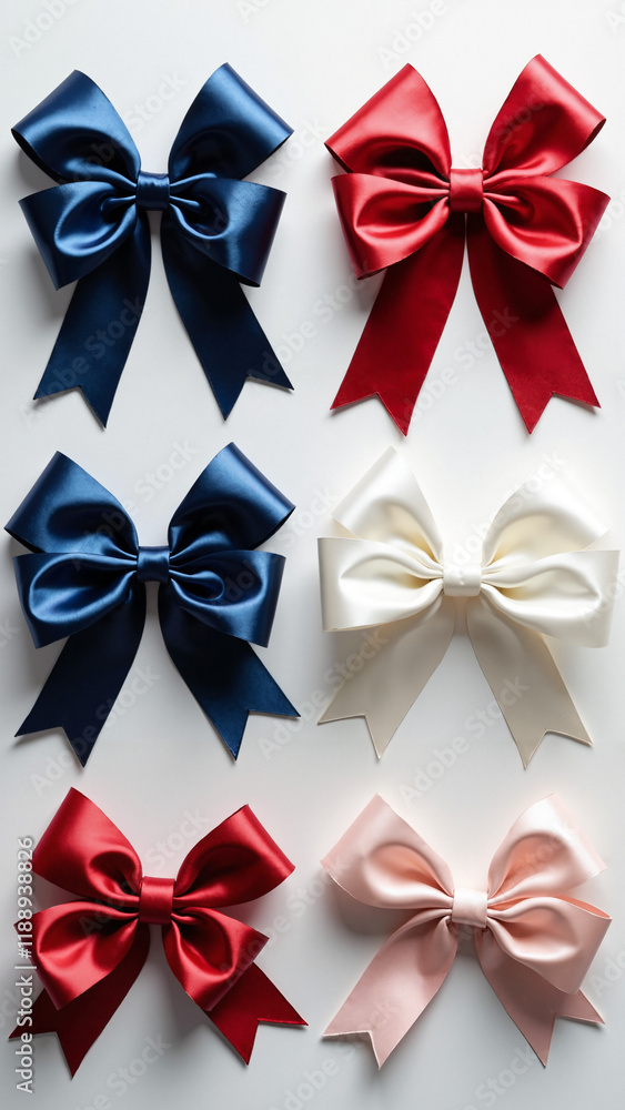 Elegant Ribbon Bows on white background: Perfect for Gift Wrapping, Event Decor, and Festive Marketing Elegant Ribbon Bows on white background: Perfect for Gift Wrapping, Event Decor, and Festive Marketing