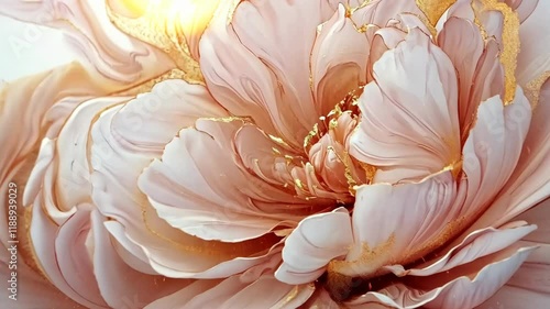 Wallpaper Mural Beautiful soft pink peony flower with golden accents showcasing intricate petals and delicate details Torontodigital.ca