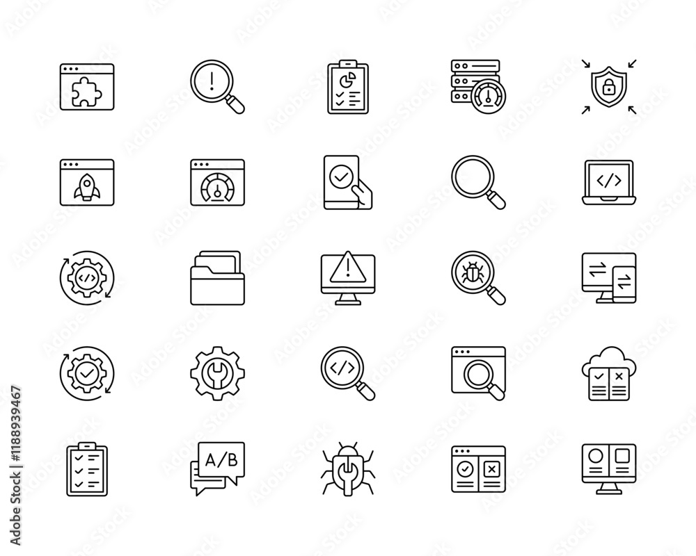 Split Testing Outline Icon Set: Variations, Audience Segmentation, and Experimentation Icons Split Testing Outline Icon Set: Variations, Audience Segmentation, and Experimentation Icons