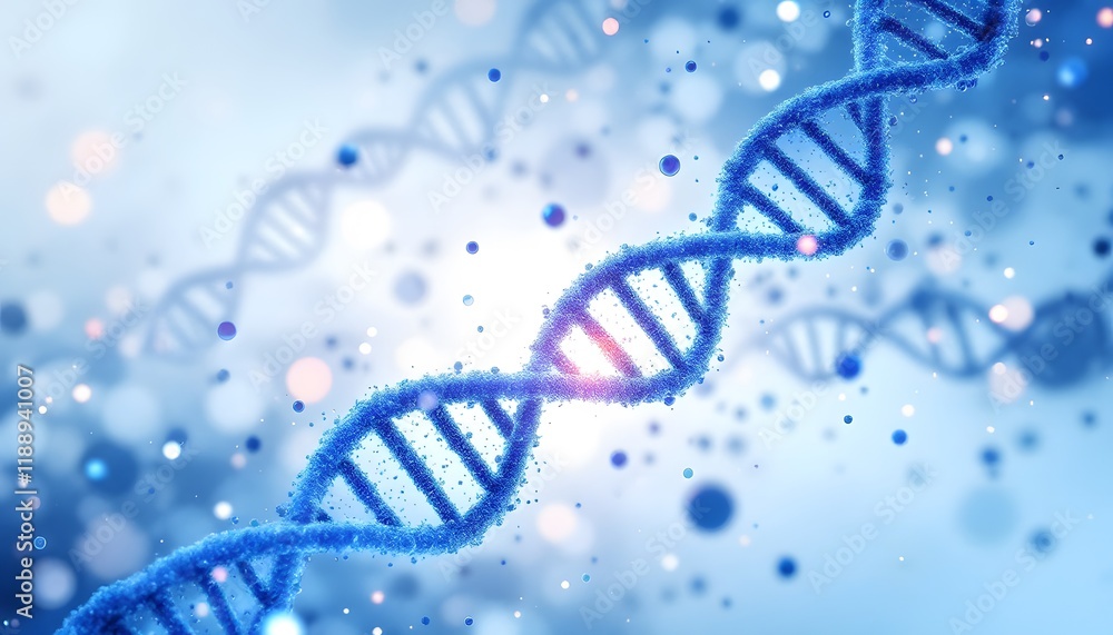 Abstract DNA double helix structure in blue tones - represents scientific progress - perfect for medical, tech, or educational presentations. Abstract DNA double helix structure in blue tones - represents scientific progress - perfect for medical, tech, or educational presentations.