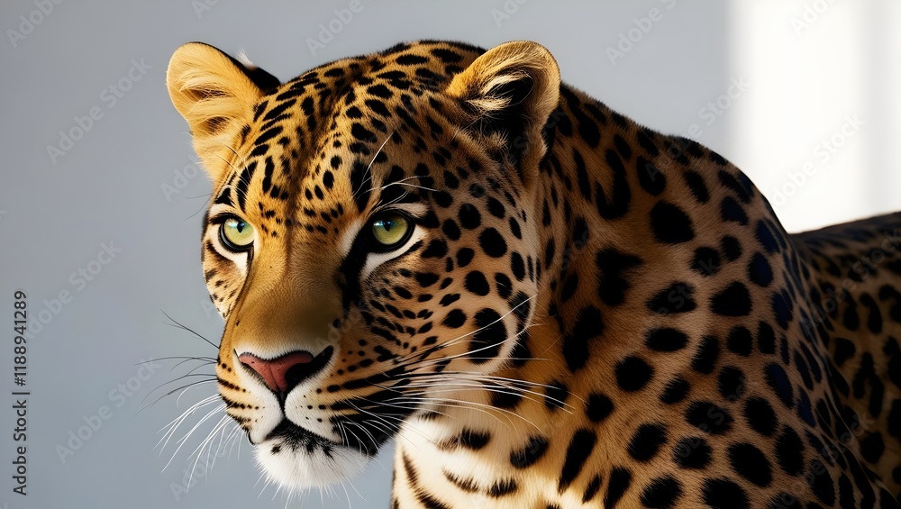 Obraz premium Close-up of a Powerful Leopard with Bold Black Spots