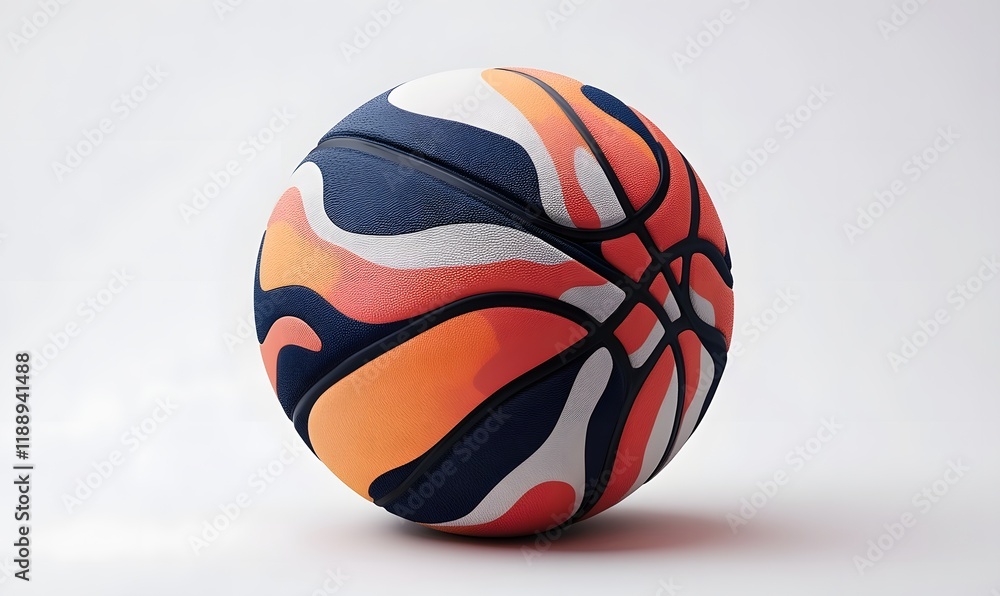 Fototapeta premium Abstract orange, white, and navy basketball.