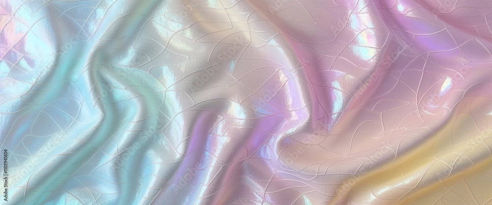 Obraz premium Shimmering Pastel Rainbow Fabric with Crackle Effect