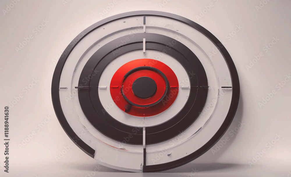 Red and black target with a white circle in the middle. The circle is surrounded by a black ring Red and black target with a white circle in the middle. The circle is surrounded by a black ring