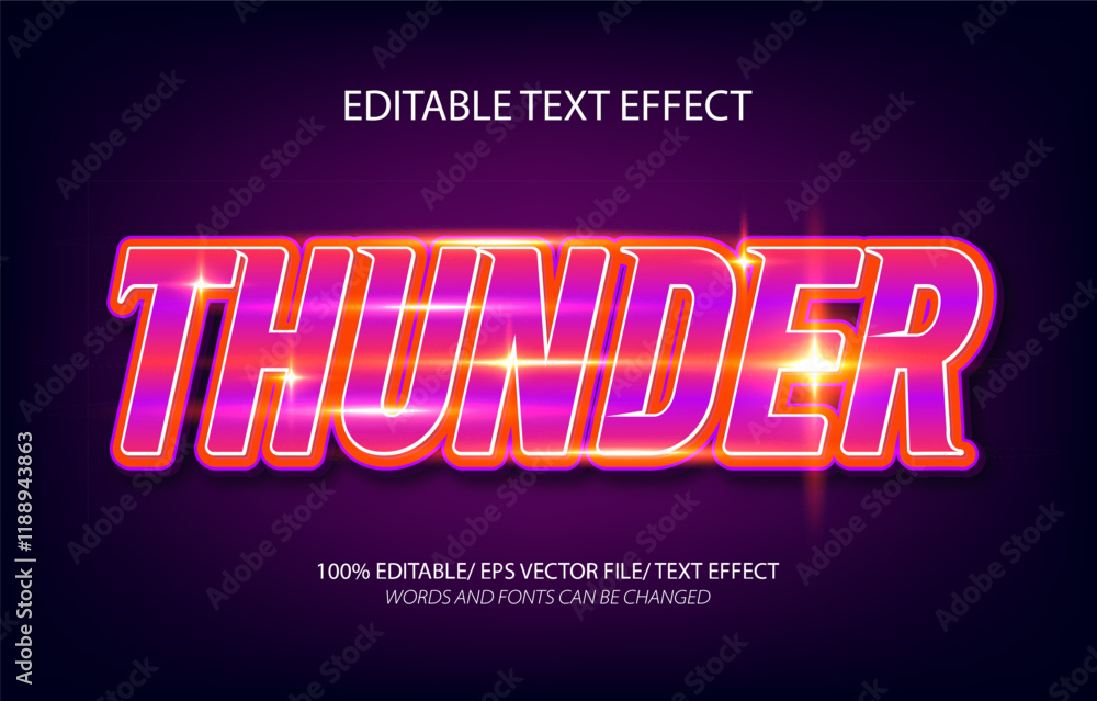 Thunder editable text effect, 3D editable text template. Thunder editable text effect, 3D editable text template.