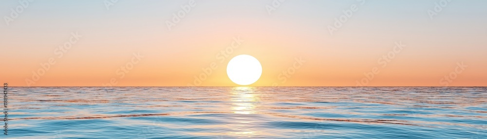 Tranquil Sunrise Over Calm Ocean Water with Vibrant Colors and Gentle Waves Tranquil Sunrise Over Calm Ocean Water with Vibrant Colors and Gentle Waves