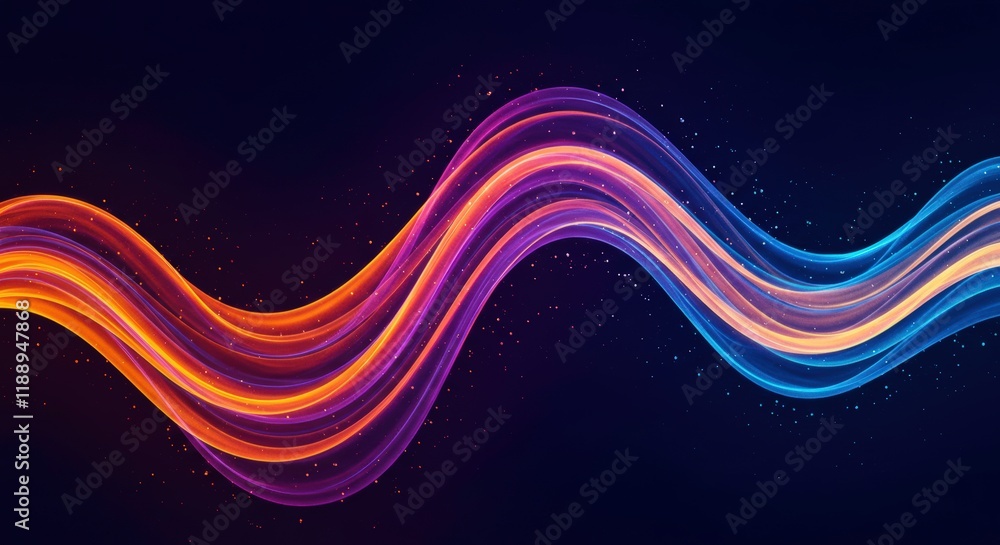 Abstract Neon Wave: Dynamic, vibrant waves of neon light in shades of orange, pink, and blue flow across a dark background, creating an energetic and futuristic aesthetic. Abstract Neon Wave: Dynamic, vibrant waves of neon light in shades of orange, pink, and blue flow across a dark background, creating an energetic and futuristic aesthetic.
