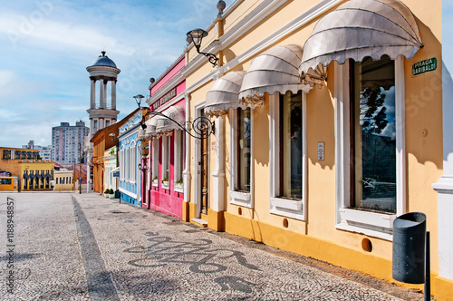 Curitiba Old City, Largo da Ordem or Ordem Square, a complex with the oldest buildings from the XVIII century, architectural examples built by Germans immigrants. Curitiba, Brazil, 2016 photo