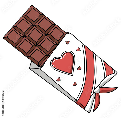 Heart-shaped valentines day decoration chocolate bar 3d rendering icon sign silhouette vector illustration isolatedon transparent background 