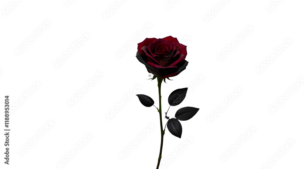 Fototapeta premium Elegant Black and Red Rose Isolated on White Background