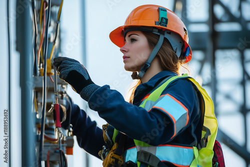 women electrical wireman photo